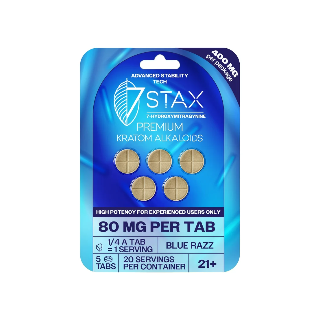 7Stax Blue Razz 80mg Alkaloid Tablets 5ct