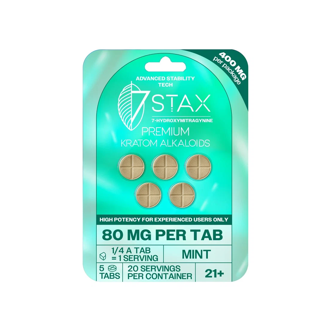 7Stax Premium Mint 80mg 7-Hydroxymitragynine Alkaloid Tablets 5ct