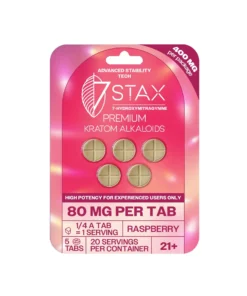 7Stax Raspberry 80mg Alkaloid Tablets 5ct
