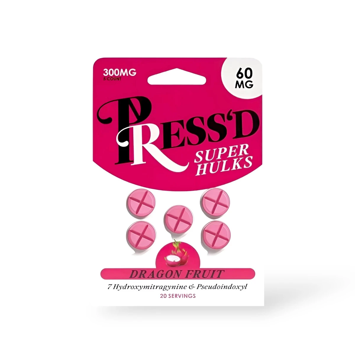 Press’d Dragon Fruit 60mg Super Hulks Tablets 5ct