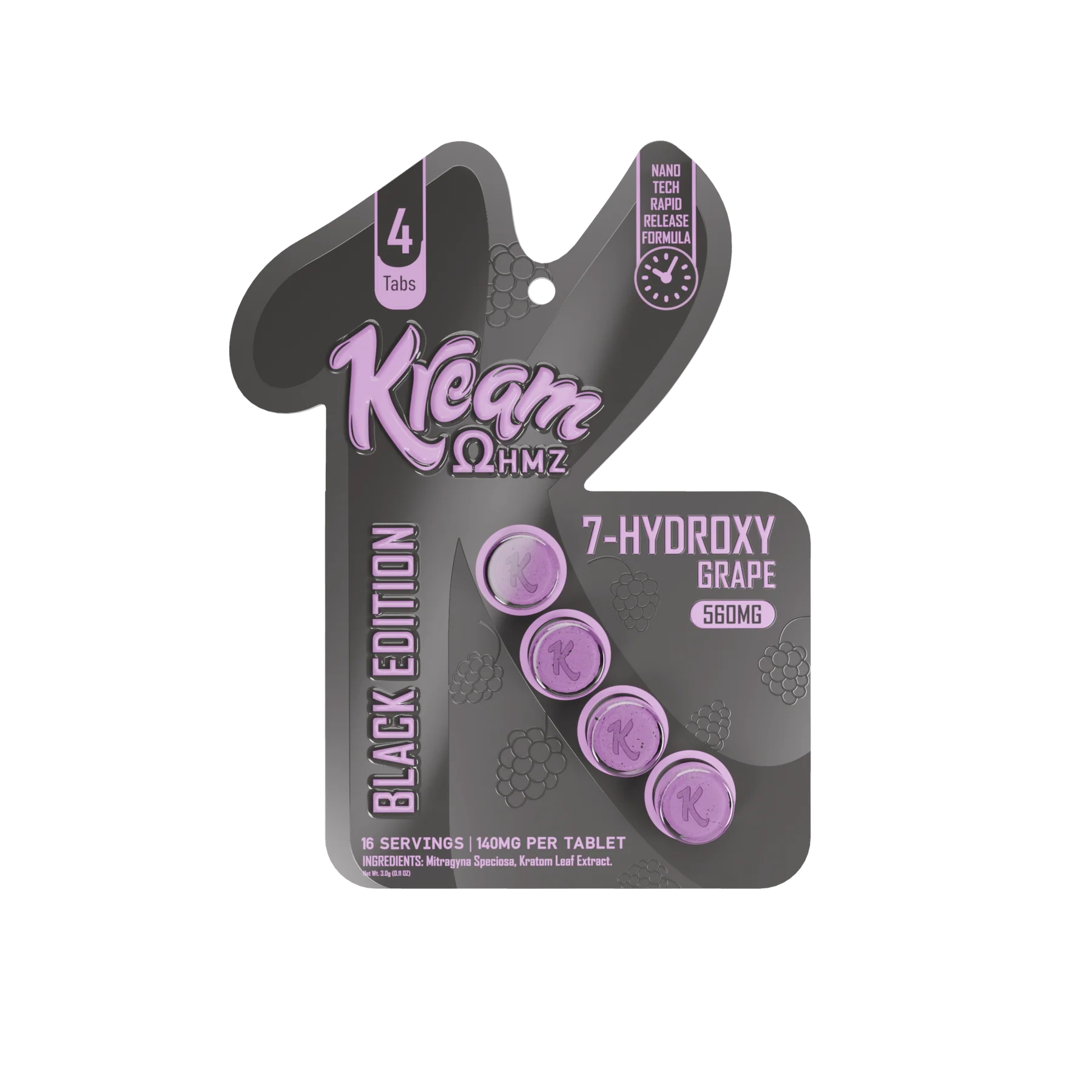 Kream Black Edition Grape 140mg 7-Hydroxymitragynine Tablets 4ct