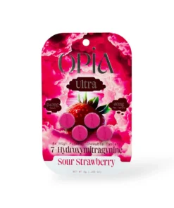 Opia Ultra 60mg Sour Strawberry 7-Hydroxymitragynine Chewable Tabs