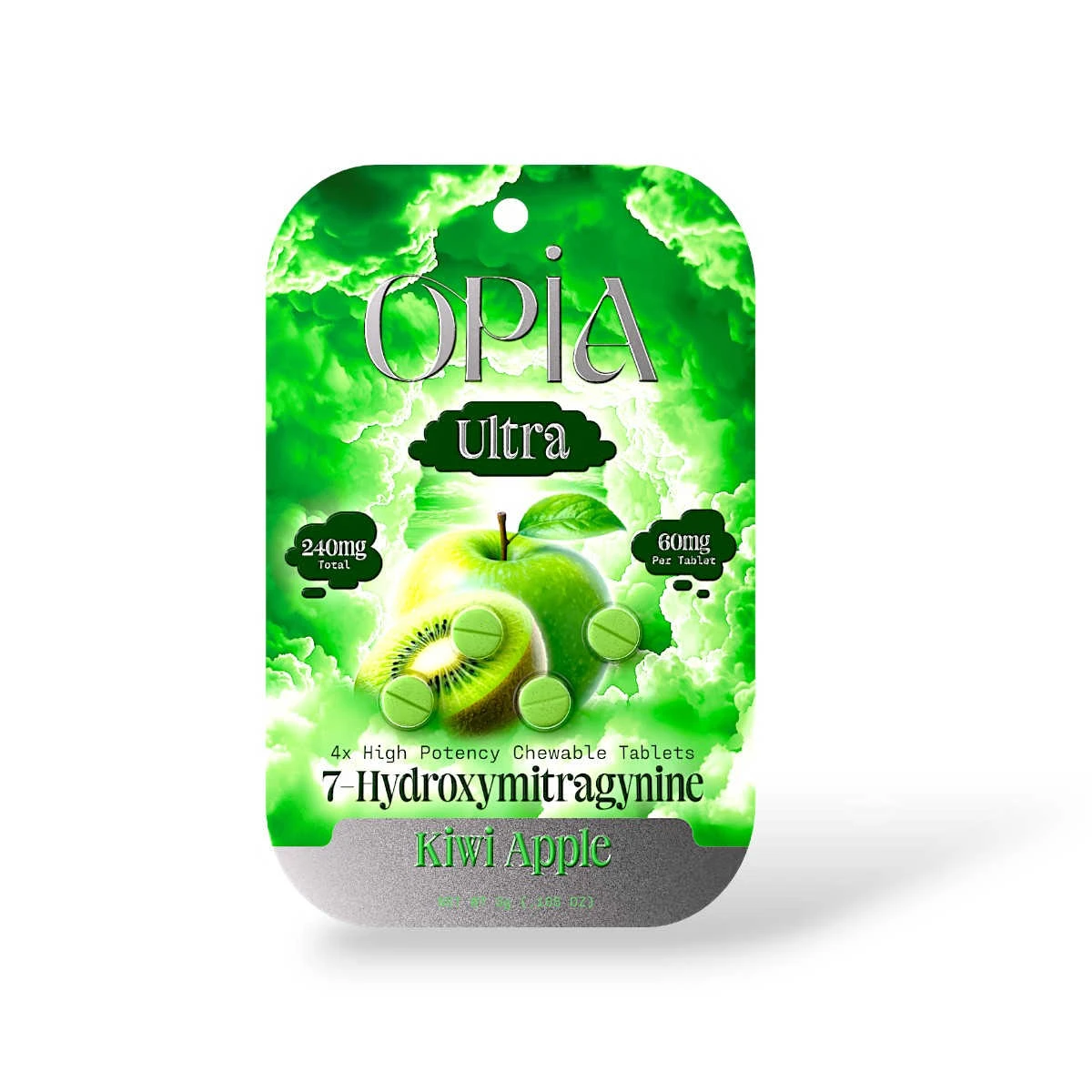 Opia Ultra 60mg Kiwi Apple 7-Hydroxymitragynine Chewable Tablets 4ct