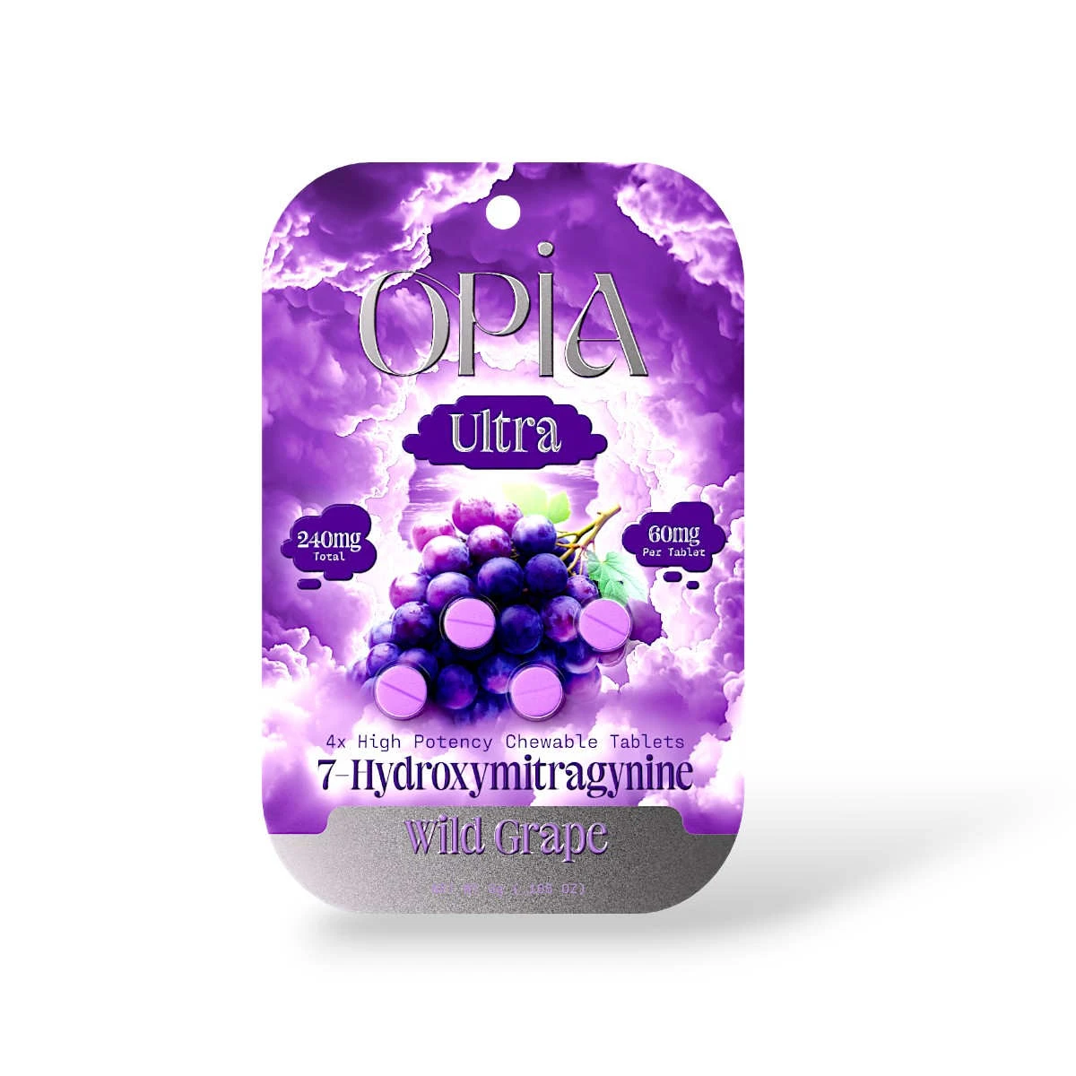 Opia Ultra 60mg Wild Grape 7-Hydroxymitragynine Chewable Tablets 4ct